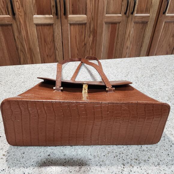 Vintage Etienne Aigner Croc Embossed Satchel Purse Bag - Picture 8 of 16